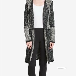 Calvin Klein Women's Black and Gray Open-Front Sweater